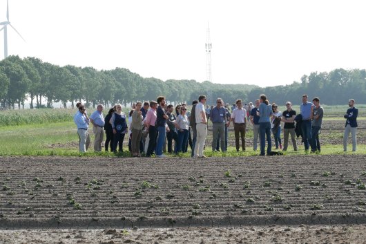 Onderzoekers in het veld bij ERF bv