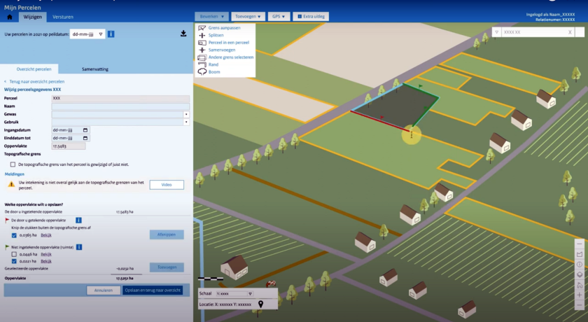 Screenshot of the RVO registration system Mijn Percelen.